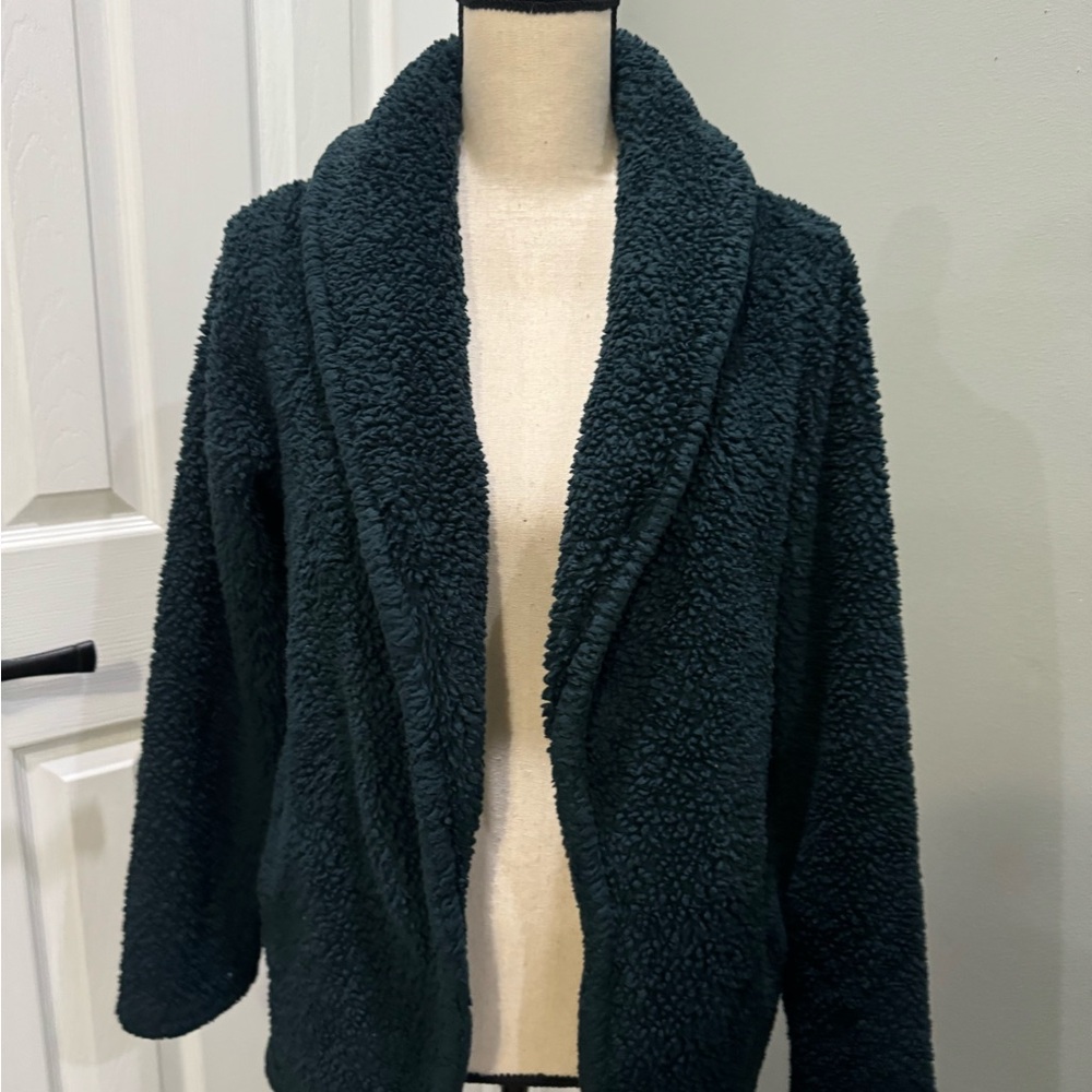 Cozy Dark Green Teddy Jacket